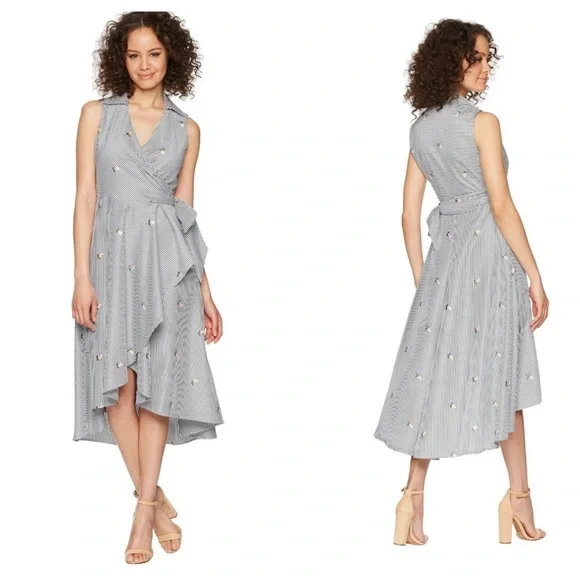 CALVIN KLEIN Women’s Whimsical Waterfall Wrap Midi Dress - Picture 4 of 15